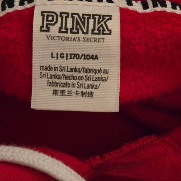 Women's Size Large PINK/Victoria Secret Red Pull Over Hoodie - Picture 4 of 6